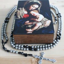 Load image into Gallery viewer, 20 Decade Gray Rosary with Keepsake Box